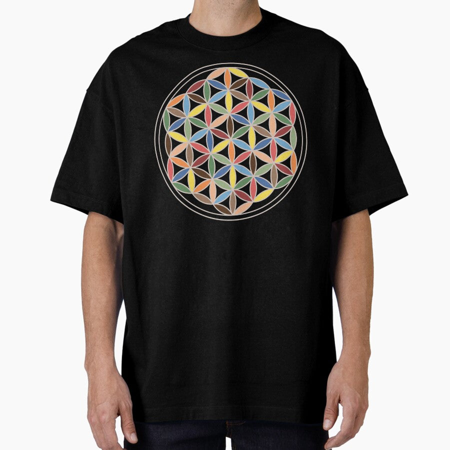 Flower of Life Retro Colors Oversized T-Shirt