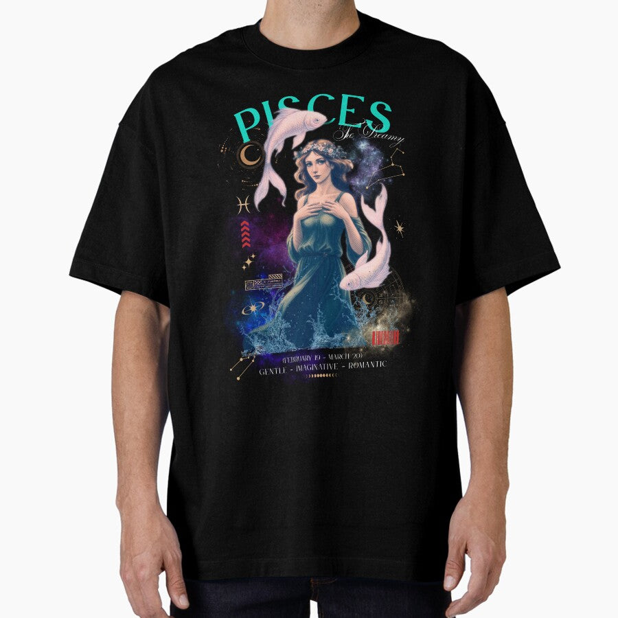 Urban Pisces Zodiac Sign Oversized T-Shirt