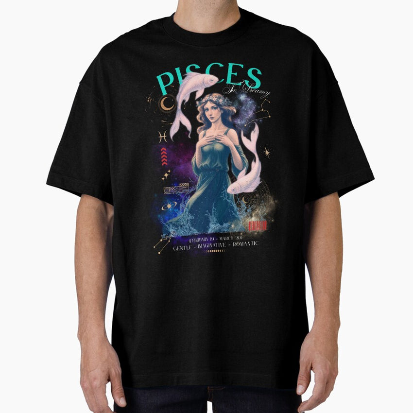 Urban Pisces Zodiac Sign Oversized T-Shirt