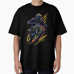 "Riding the Thrill: Male Biker in Motocross Sports" Oversized T-Shirt