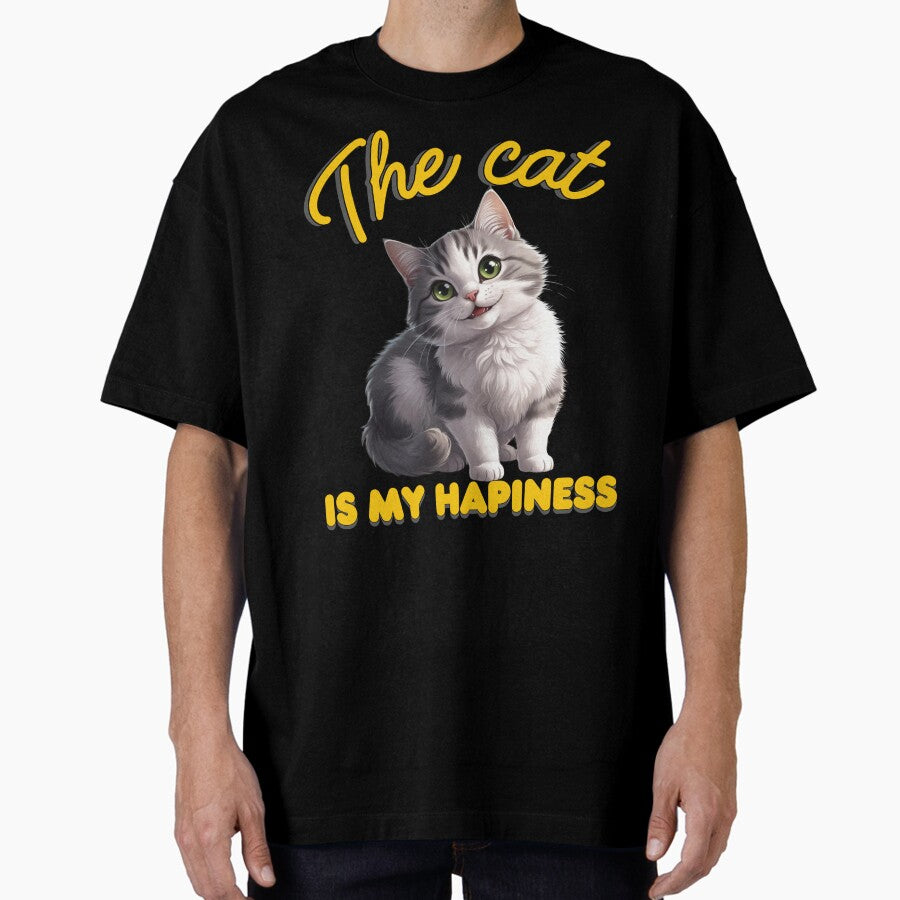 The cat is my hapiness Oversized T-Shirt