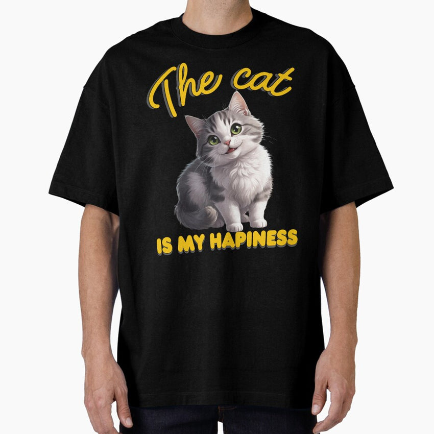 The cat is my hapiness Oversized T-Shirt