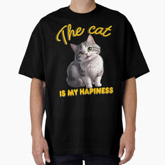The cat is my hapiness Oversized T-Shirt