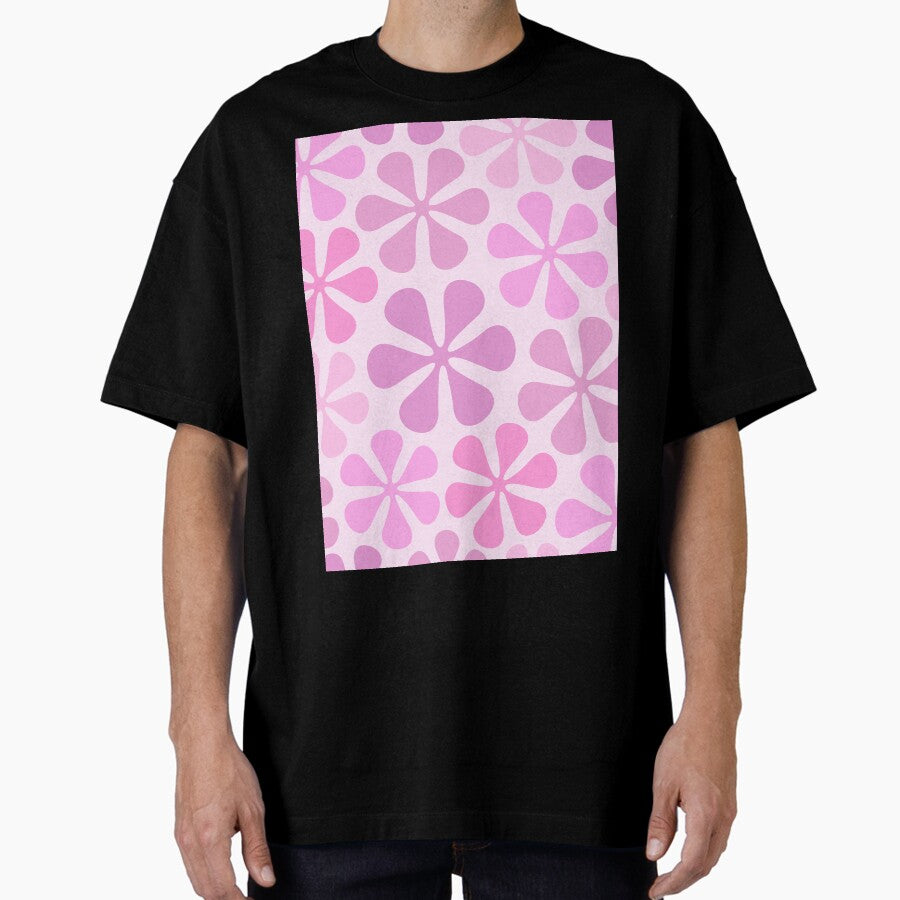 Abstract Flowers in Pinks Oversized T-Shirt