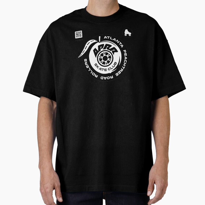APRR Atlanta Skate Club RollerSkate B&W with QR code Oversized T-Shirt