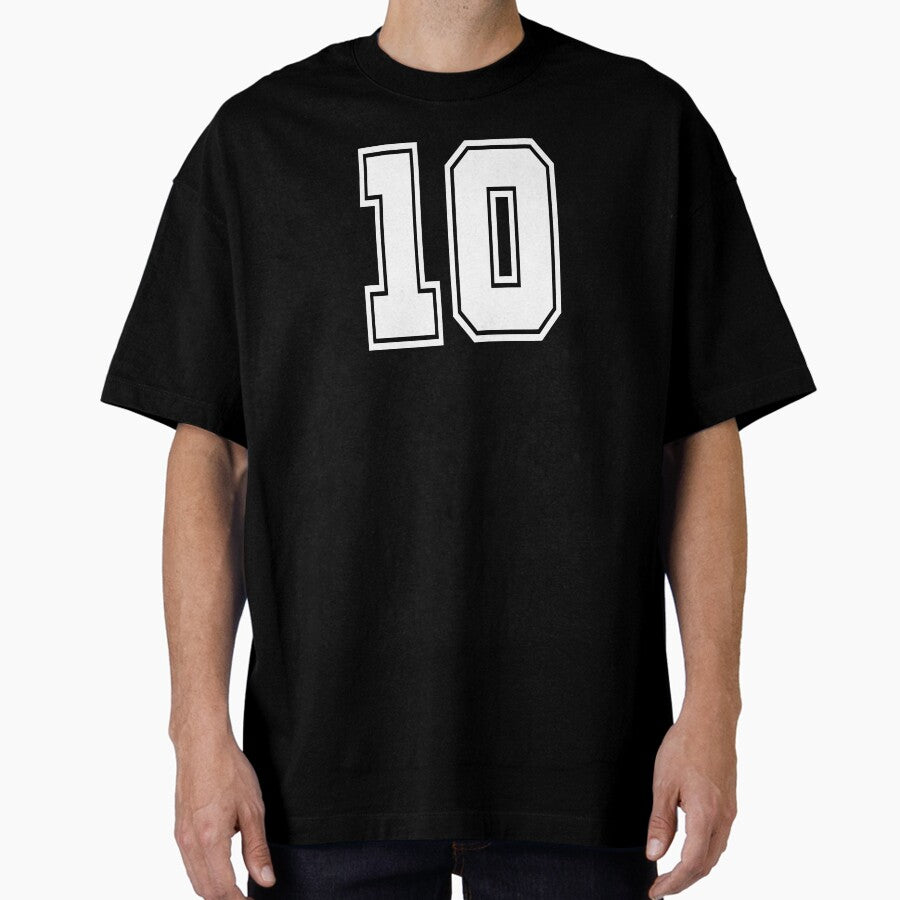 10 shirt number college style football soccer number Oversized T-Shirt