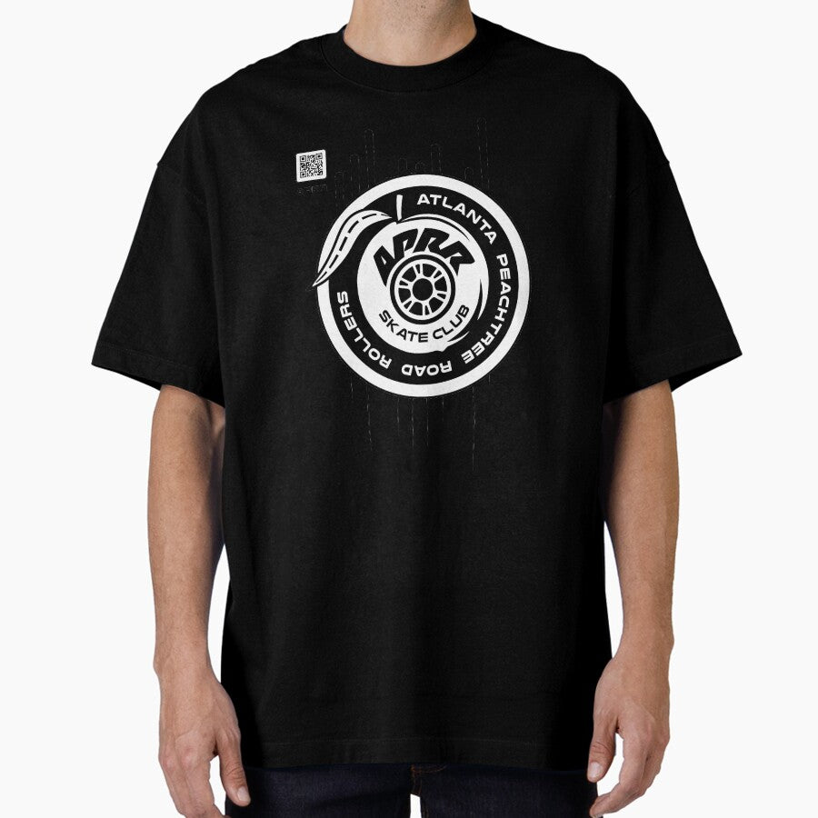 Aprr Atlanta Skate Club Vertical Motion Lines With Qr Code Oversized T Shirt