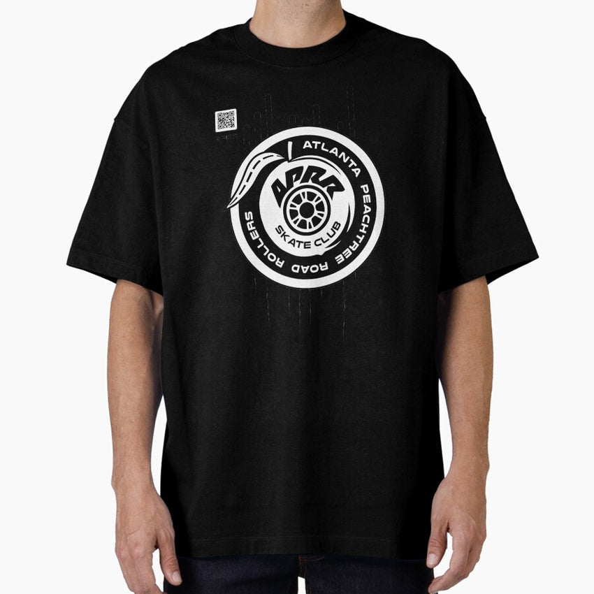 Aprr Atlanta Skate Club Vertical Motion Lines With Qr Code Oversized T Shirt