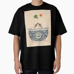 Cat Hiding in Flower Pot Oversized T-Shirt
