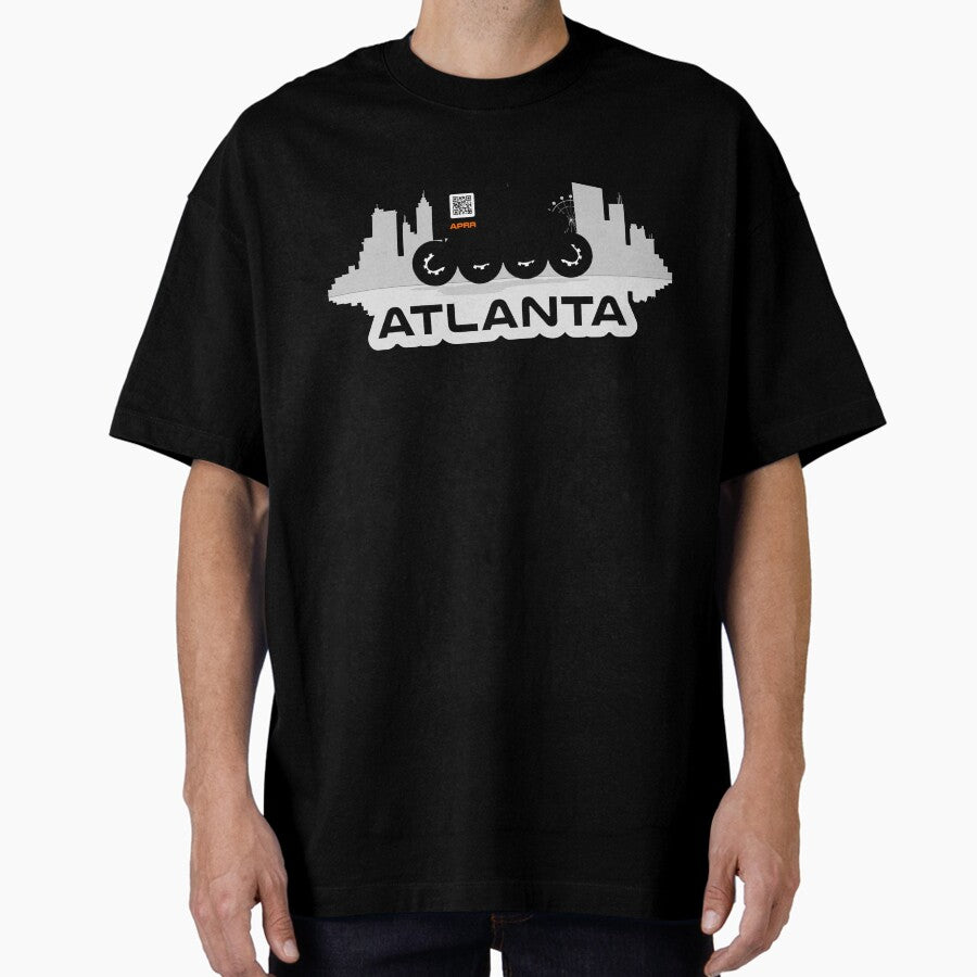 Aprr Atlanta Skate Club Inline Skate With Qr Code Oversized T Shirt