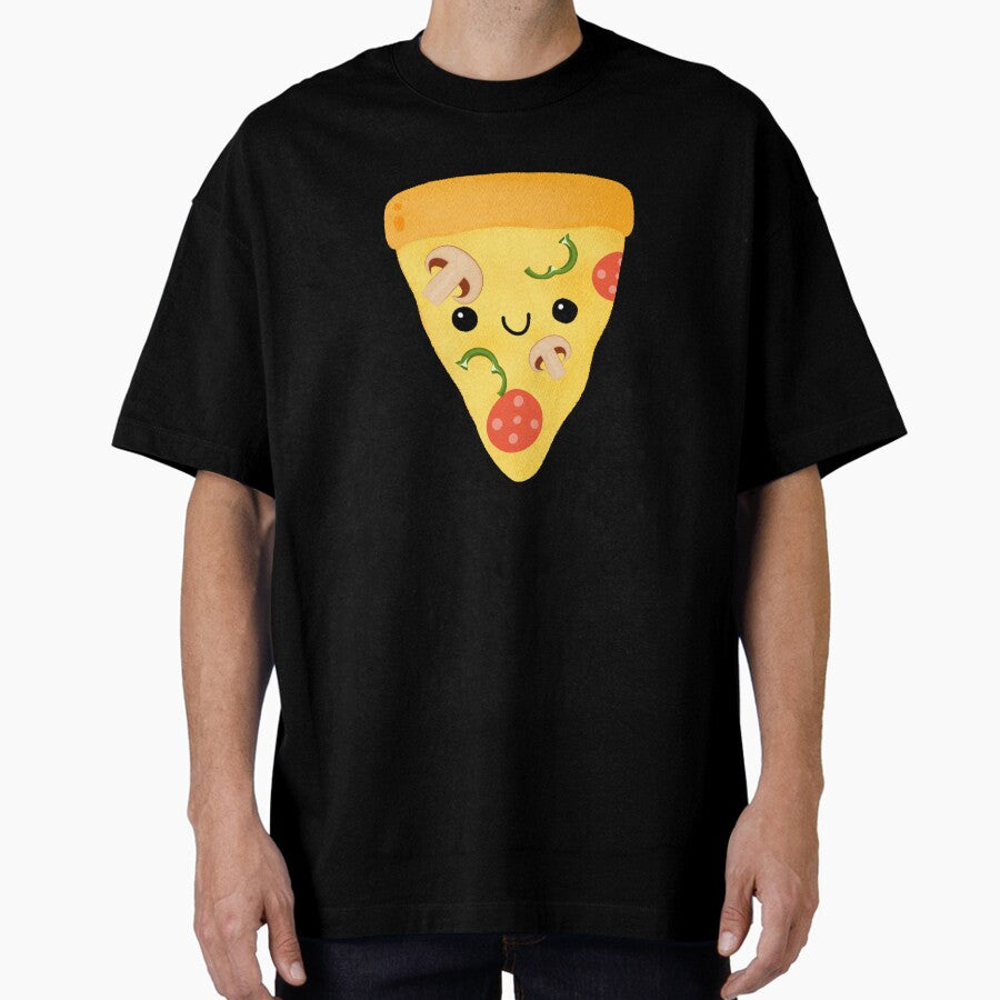 Cutey Face Pizza Slice Friend Oversized T-Shirt