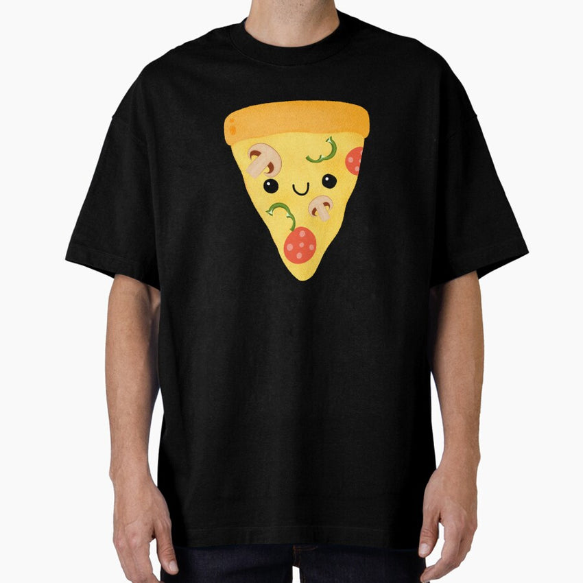 Cutey Face Pizza Slice Friend Oversized T-Shirt