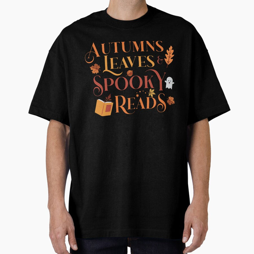 Autumn Leaves And Spooky Reads Oversized T Shirt