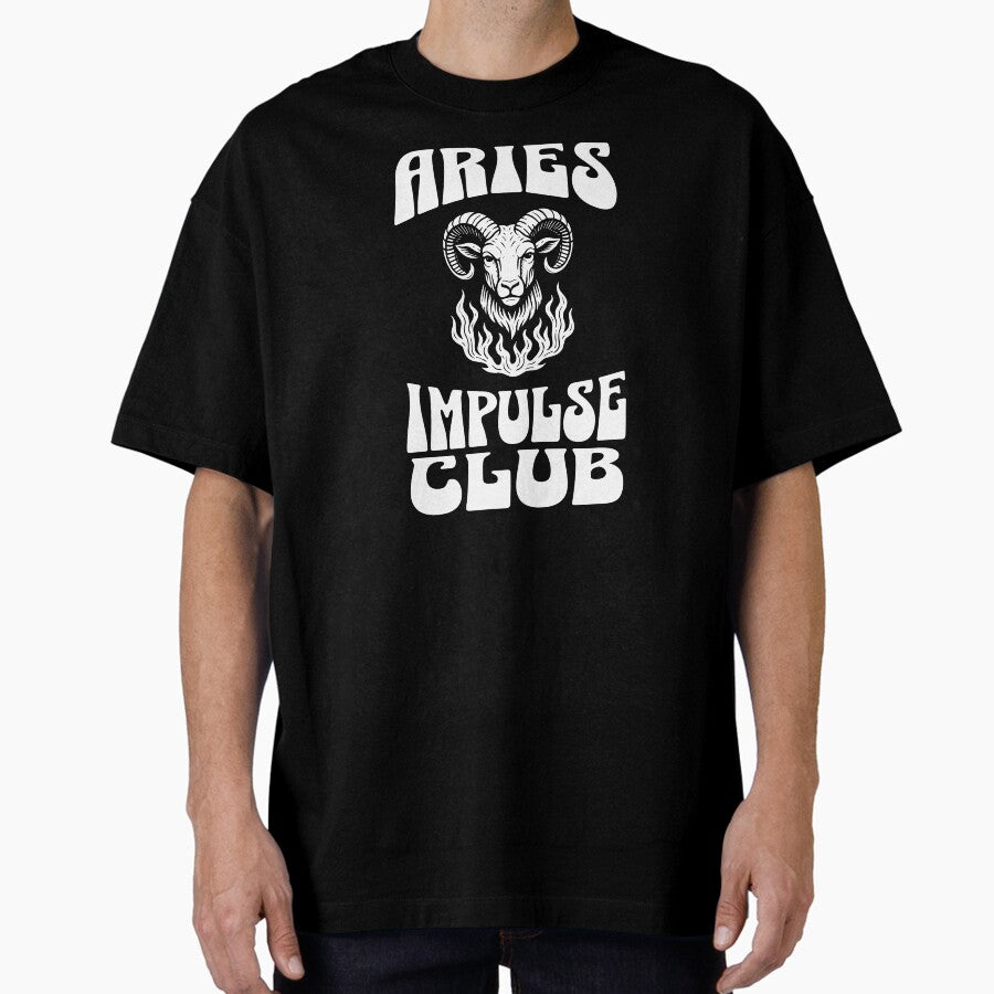 Aries Impulse Club - Horoscope Zodiac Astrology Retro Art Oversized T-Shirt