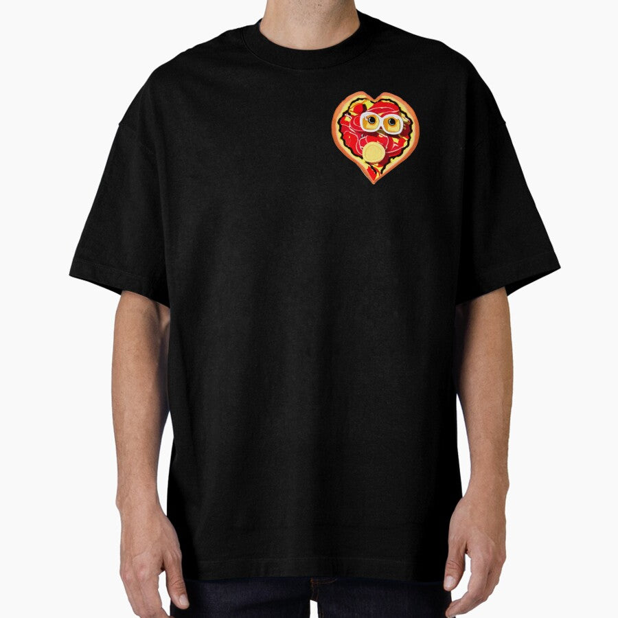 pizza heart baby with glasses Oversized T-Shirt