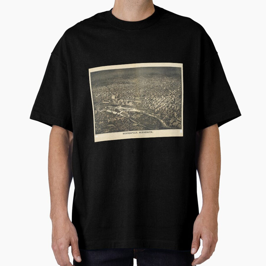 Aerial View Of Minneapolis Minnesota 1885 Oversized T Shirt
