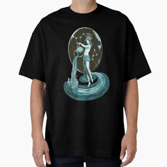 Astrology Zodiac Designs: Aquarius, Water Bearer Pouring Water from Large Jug Oversized T-Shirt