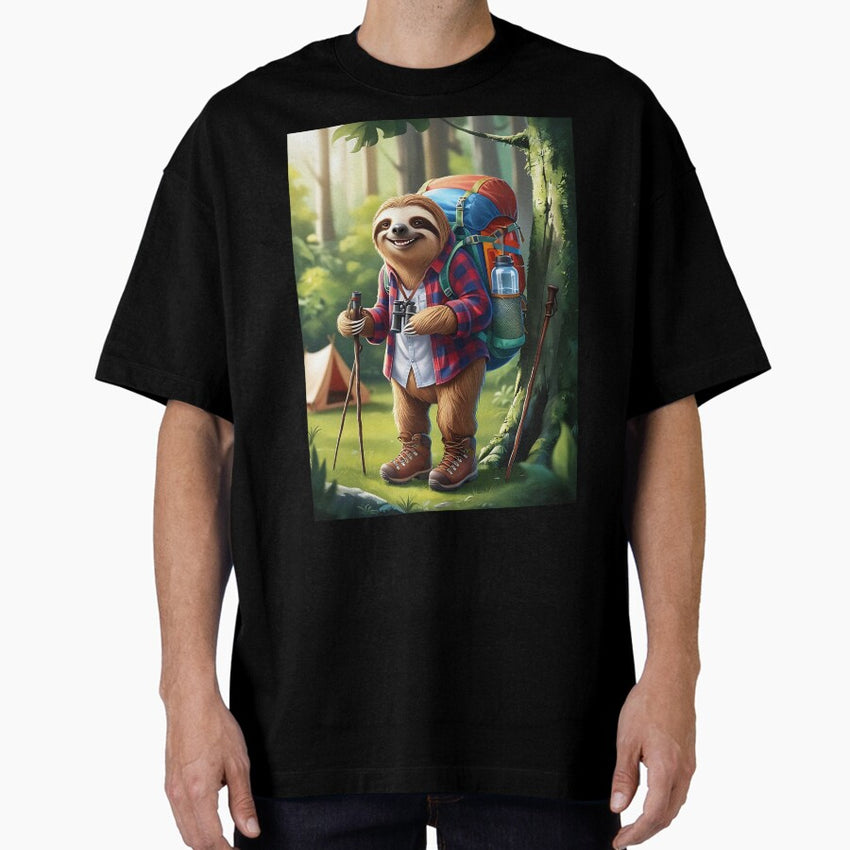 Adventure Awaits Relax Sloth Hiking Natural Lovers Oversized T Shirt