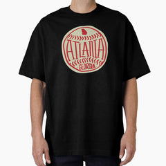 Atlanta Georgia Hand-Illustrated Baseball Typography Art Oversized T-Shirt