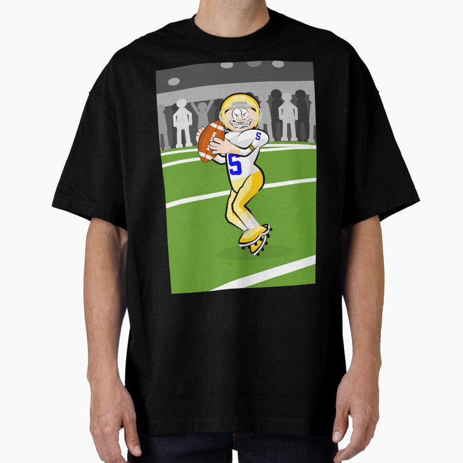 American football player with ball in hand ready to throw a pass Oversized T-Shirt