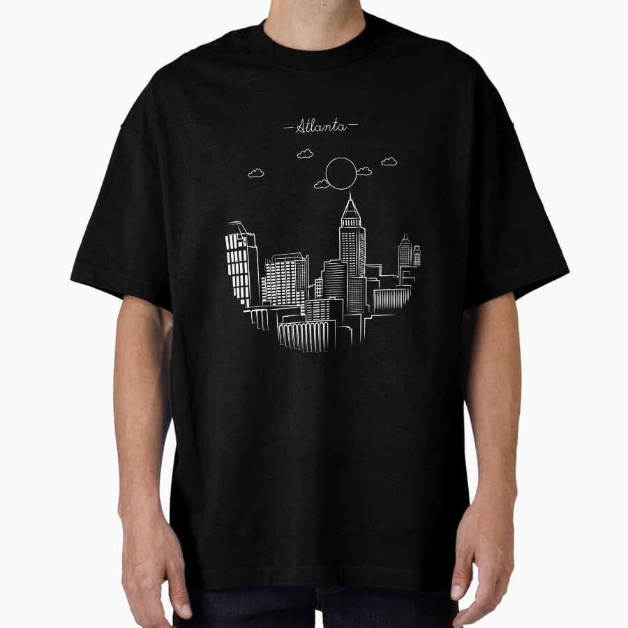 Atlanta, Georgia City Skyline Silhouette Oversized T-Shirt