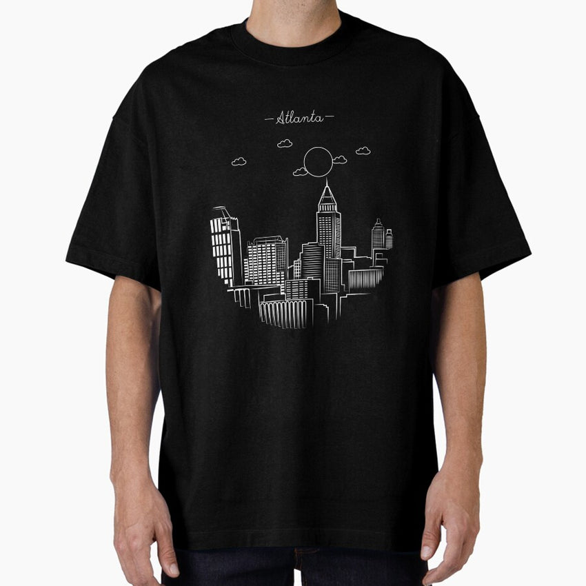 Atlanta, Georgia City Skyline Silhouette Oversized T-Shirt
