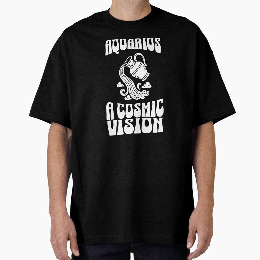 Aquarius Cosmic Vision – Horoscope Zodiac Astrology Retro Art Oversized T-Shirt