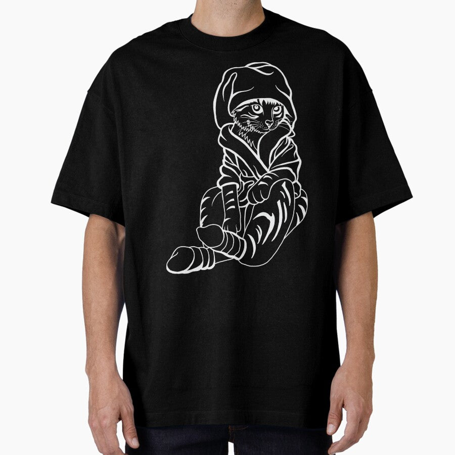 Cat in clothes stickers ,pet lovers. Oversized T-Shirt