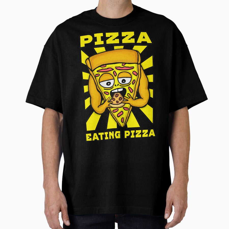 PIZZA EATING PIZZA Oversized T-Shirt