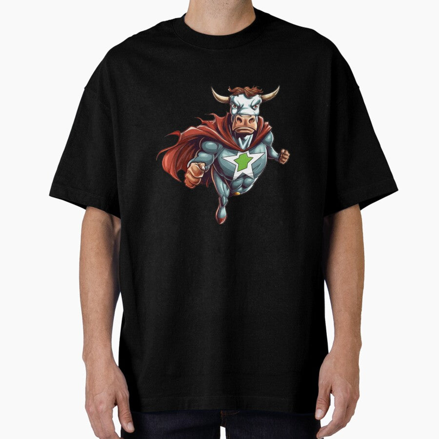 Angry Cow Superhero Oversized T-Shirt