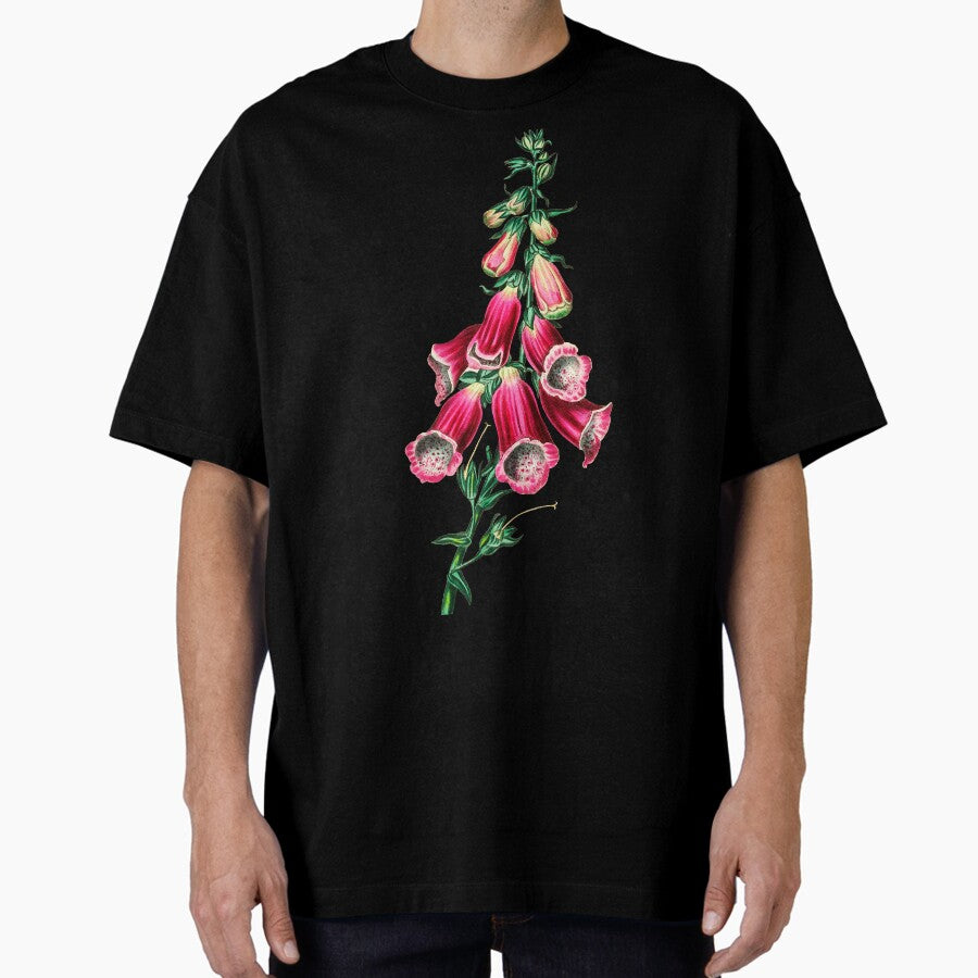 Foxglove - Vintage Botanical Flower Illustration (18th Century) Oversized T-Shirt