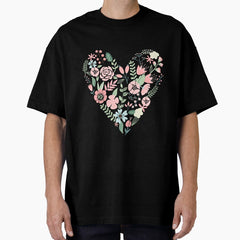Floral Heart Oversized T Shirt