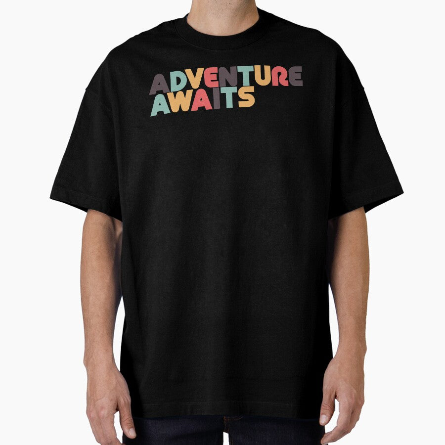 Adventure Awaits Retro Rainbow Oversized T Shirt