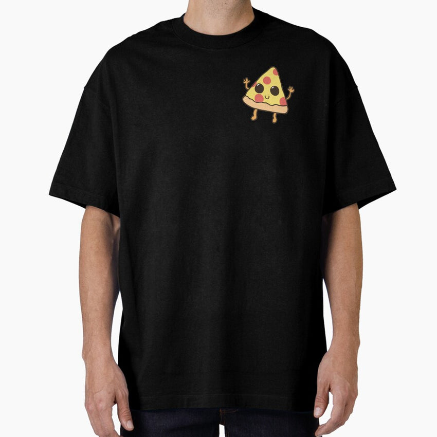 Cute kawaii pizza illustration Oversized T-Shirt