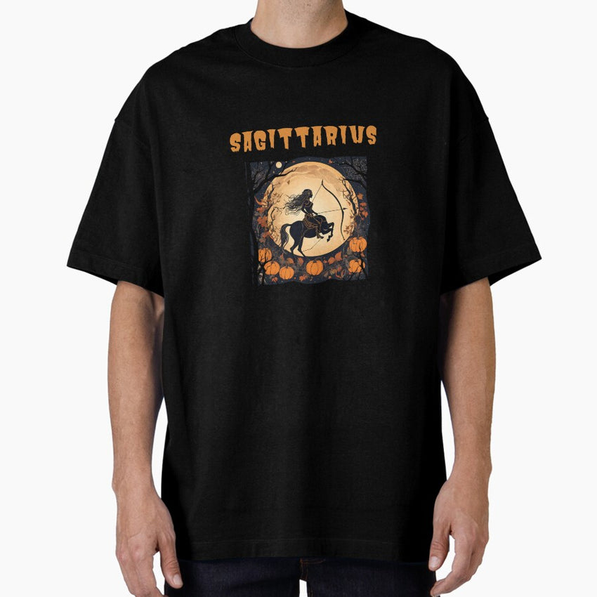 Halloween Zodiac Sign Sagittarius Oversized T-Shirt