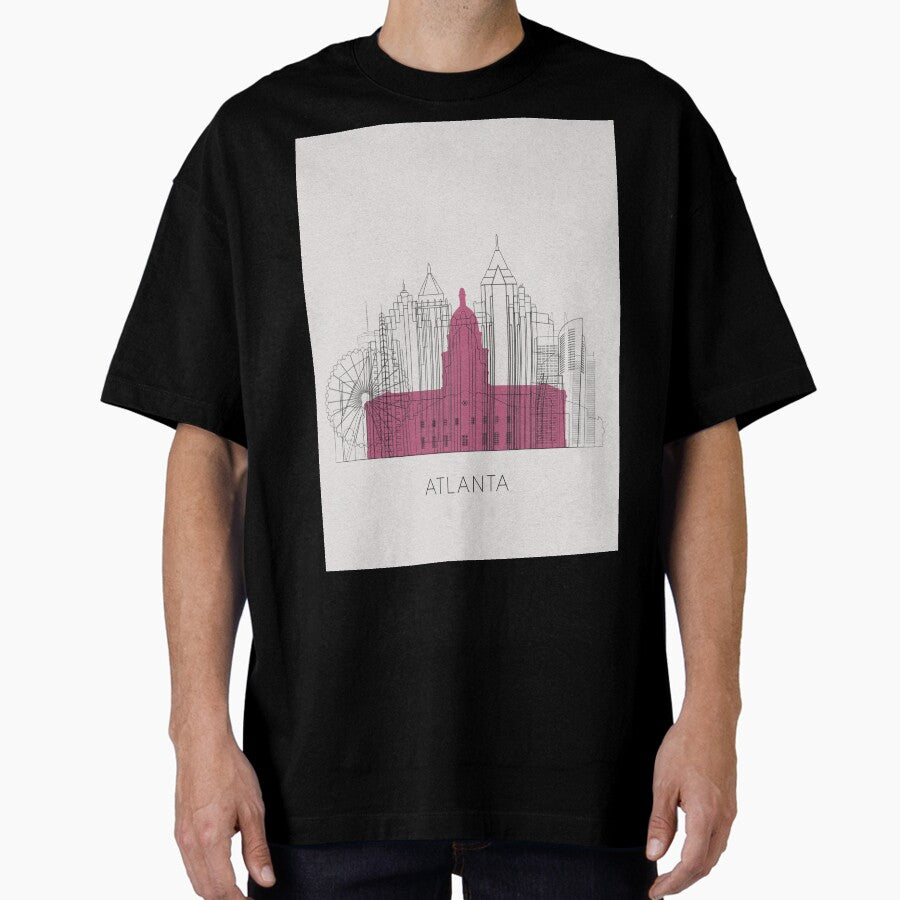 Atlanta Landmarks Poster Oversized T-Shirt