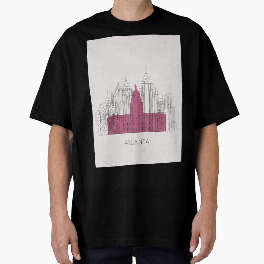 Atlanta Landmarks Poster Oversized T-Shirt