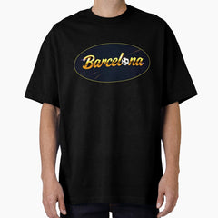 Barcelona Football Shine : Stylish Soccer Typography Design Oversized T-Shirt