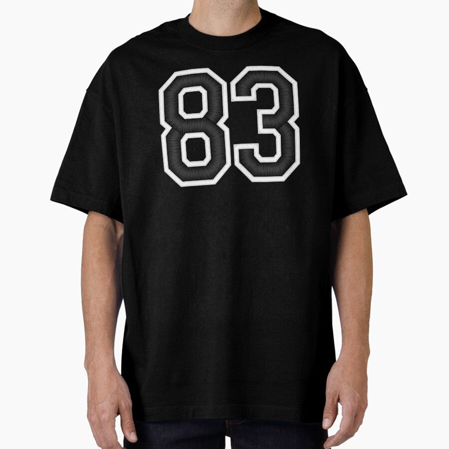 83 Black Jersey Sports Number eighty-three Football 83 Oversized T-Shirt