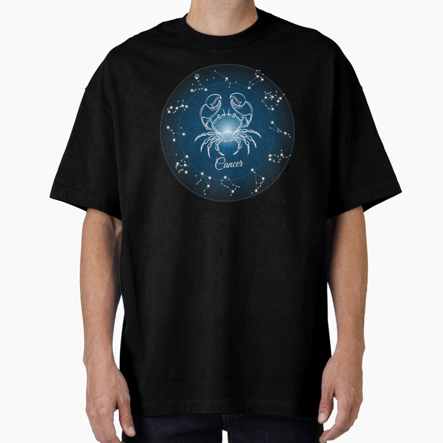 Cancer: Zodiac Constellation Circle Star Sign Oversized T-Shirt