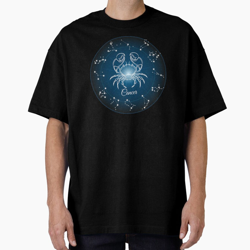 Cancer: Zodiac Constellation Circle Star Sign Oversized T-Shirt