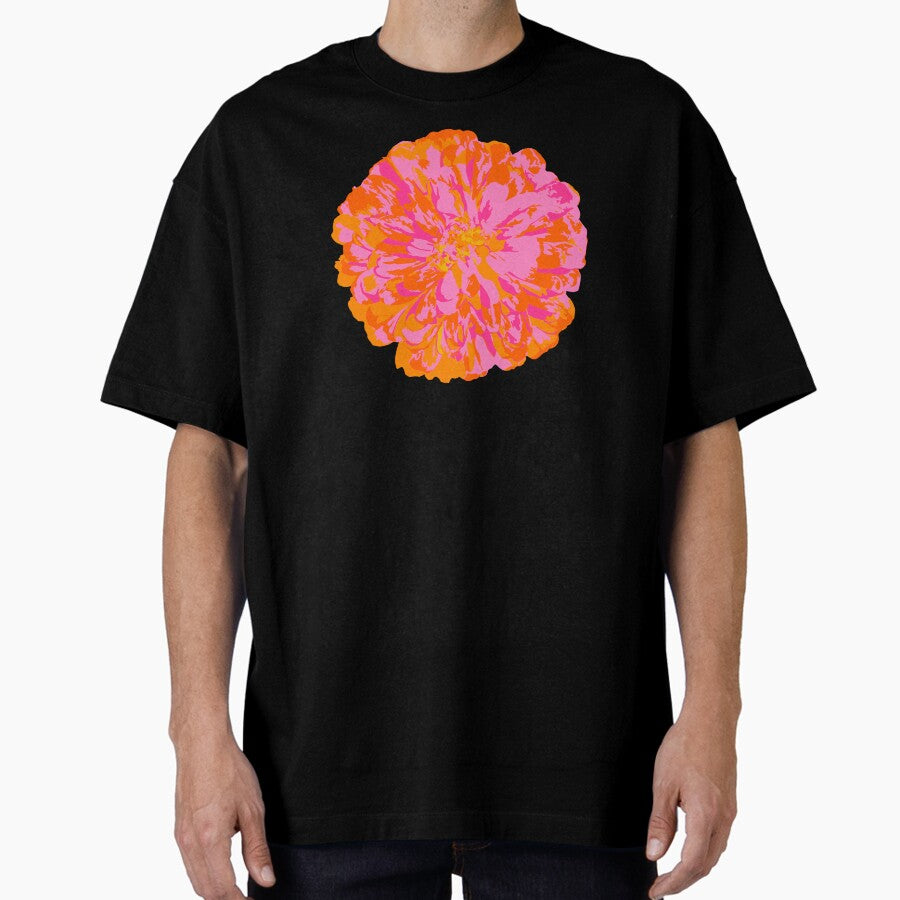 CHRYSANTHEMUMS Abstract Big Flower Summer Bright Floral - Fuchsia Pink Orange Yellow Violet Purple - UnBlink Studio by Jackie Tahara Oversized T-Shirt