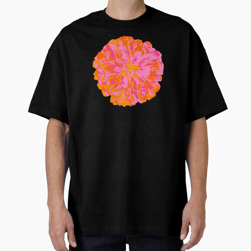 CHRYSANTHEMUMS Abstract Big Flower Summer Bright Floral - Fuchsia Pink Orange Yellow Violet Purple - UnBlink Studio by Jackie Tahara Oversized T-Shirt