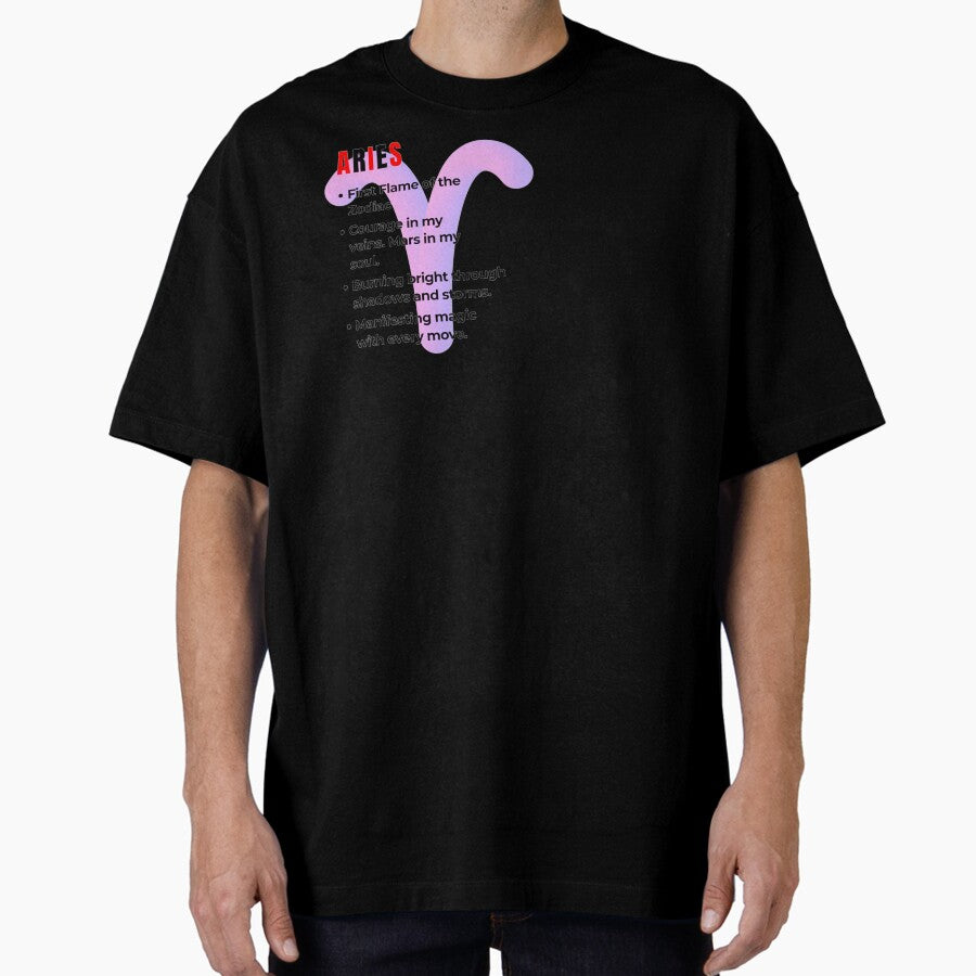 Aries Written In The Stars Zodiac Sign Oversized T Shirt