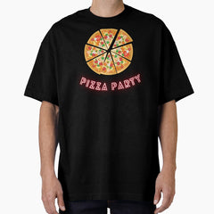 Pizza Party Neon Big Pizza 8 slices of pizza Oversized T-Shirt