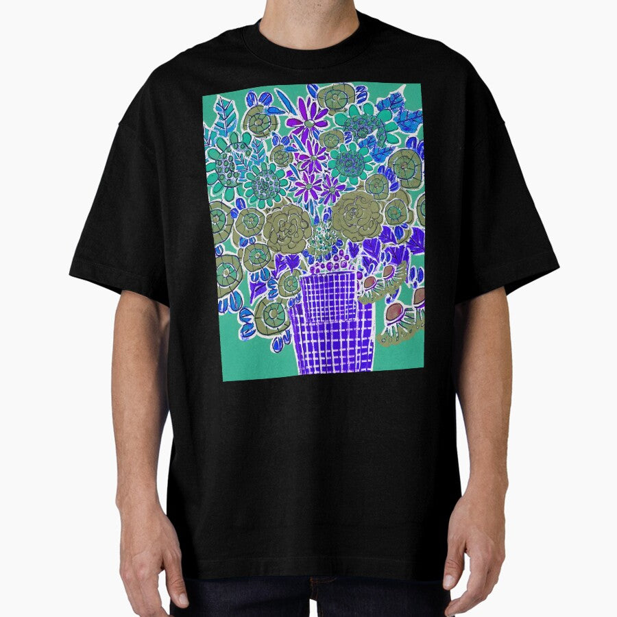 Digital Doppleganger. Floodle watercolour teal Oversized T-Shirt