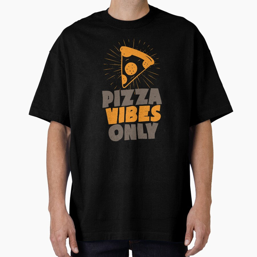 Pizza Vibes Only Vintage Orange & Brown Oversized T-Shirt