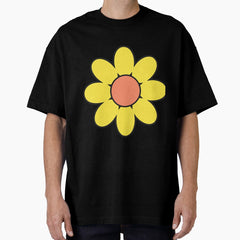 Yellow Retro Rounded Flower Oversized T-Shirt