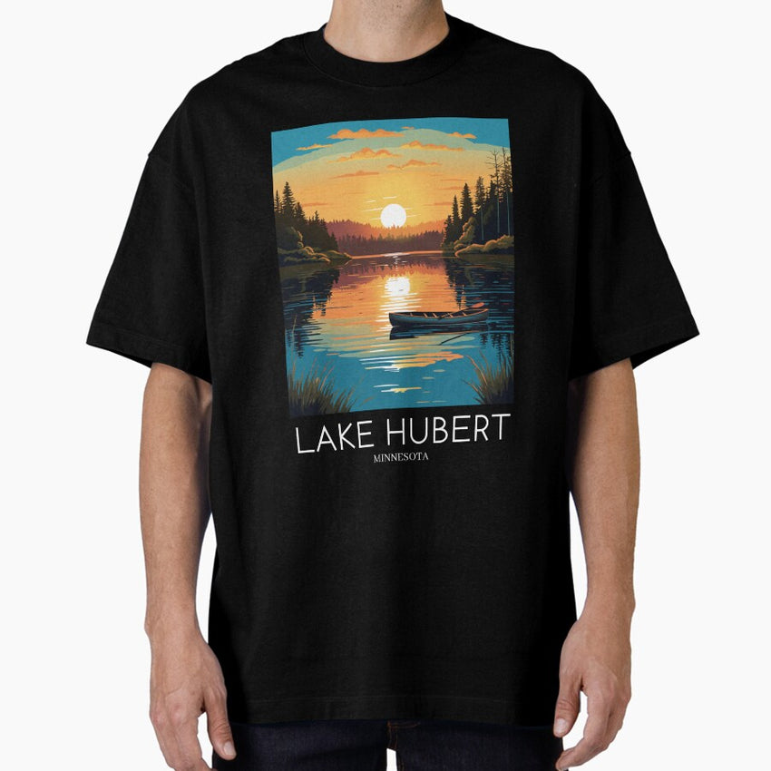 A Pop Art Travel Print of Lake Hubert - Minnesota Oversized T-Shirt