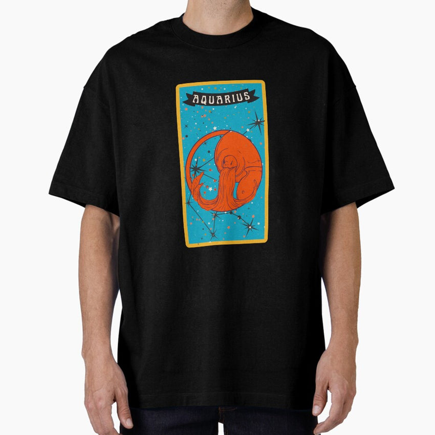 Aquarius Zodiac Tarot Card Oversized T-Shirt